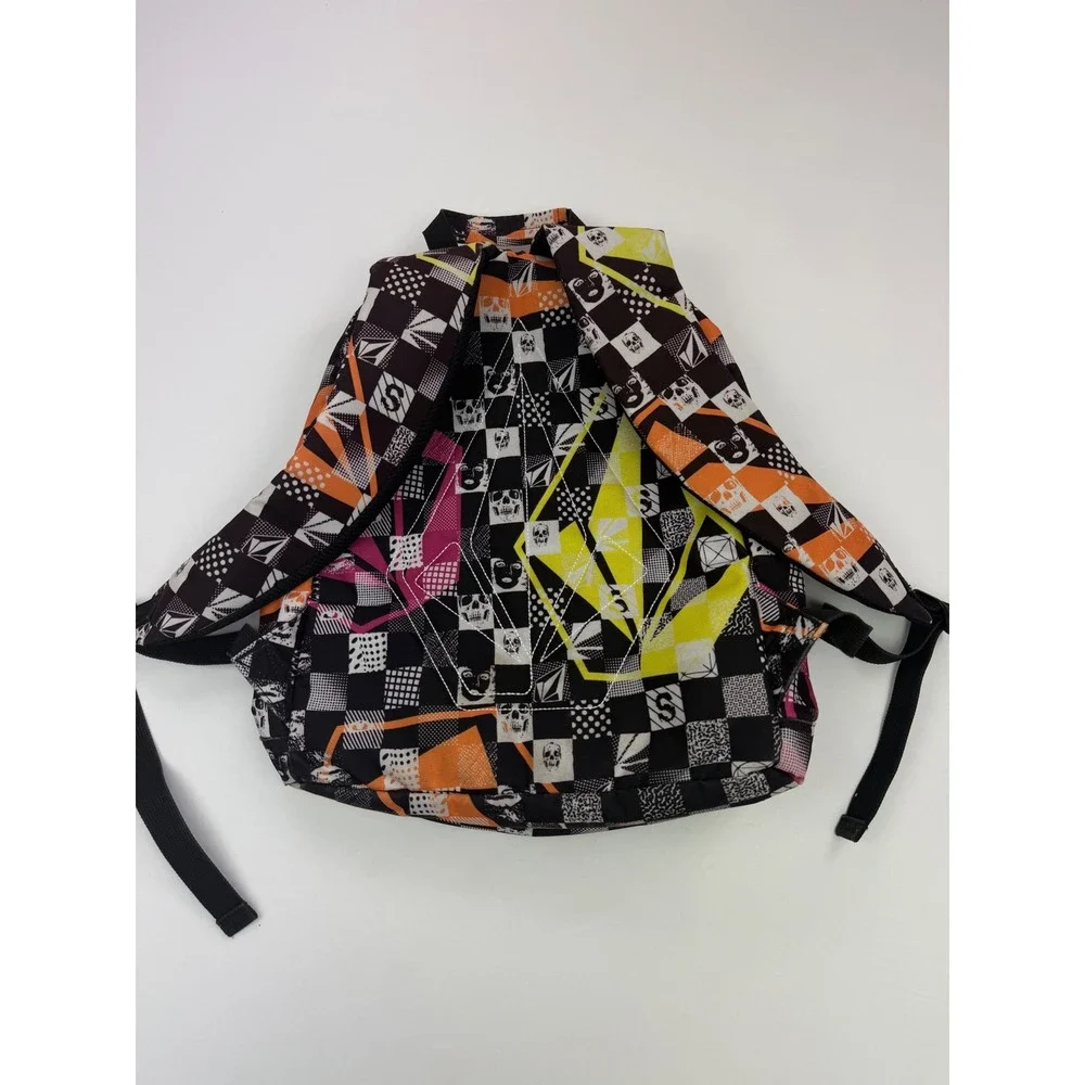 Vintage Volcom Vintage Backpack Y2K Skull Checkerboard Graphic Print Skate Bag